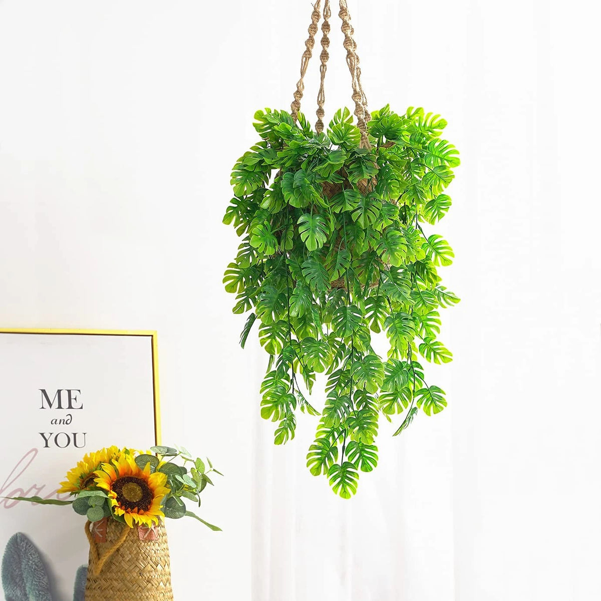 CATTREE Monstera Leaves Artificial Hanging Vines Vine/ 4 Pcs