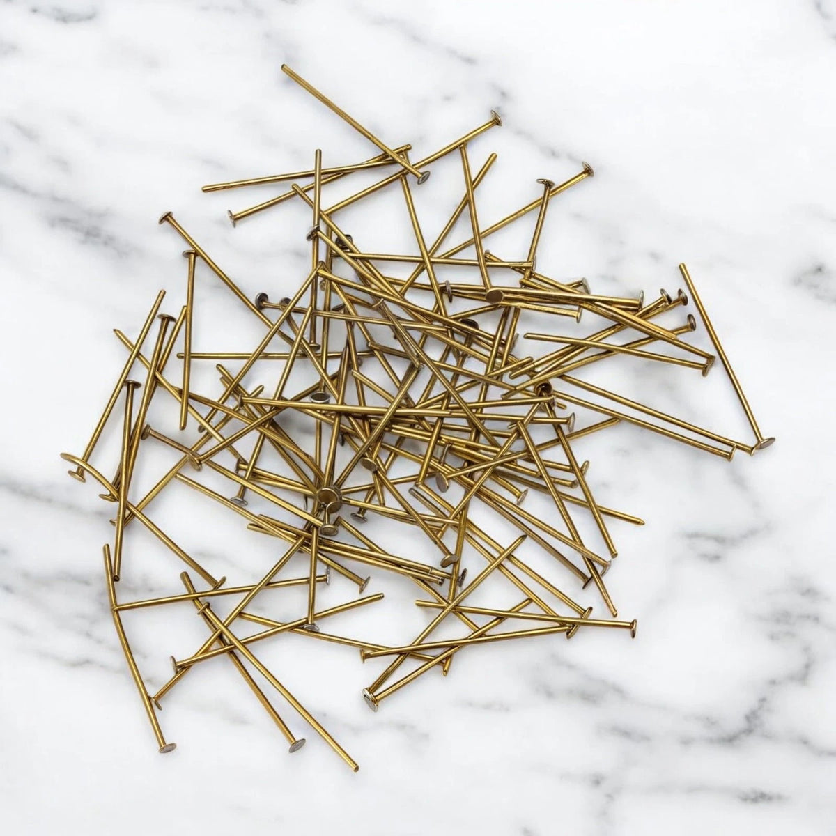 100pcs 1"/ 26mm Antique Chandelier Pins, Flat Head Pin Replacement Brass