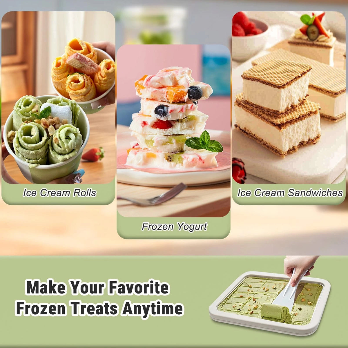 Rolled Ice Cream Maker with 10.24 Inches X 8.27 X 1.26 Inches, White