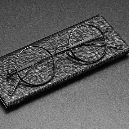 Unisex Classic Titanium Retro 45mm Round Eyeglasses Frames Fashion Black nq