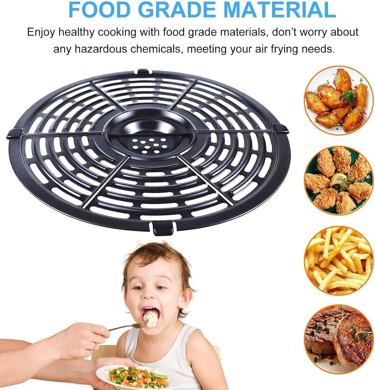 Air Fryer Grill Pan for Power XL 5QT fryer, 8.7'' Round Non-Stick...