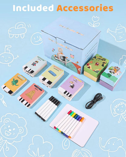 Drawing Robot for Kids Ages 3-8, Rechargeable Interactive Colorful