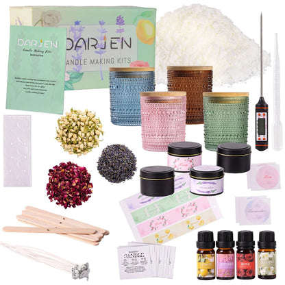 DARJEN Candle Making Kits for Adults - 2.5LB, Amber+Pink+Blue+Green