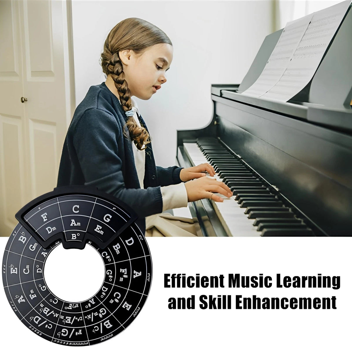 Ssllretu Circle of Fifths Wheel Metal Melody Tool with Guitar Chord Chart...