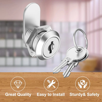 Hecfu 6 Pack Cabinet Locks with Keys, 5/8" Cam Lock 6 5/8 Inch, Silver