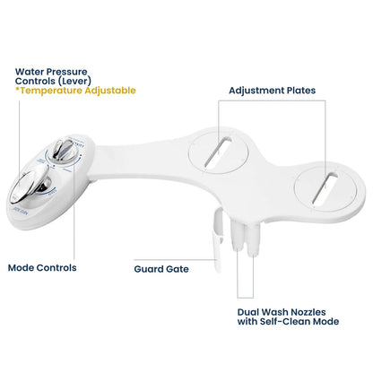 LUXE Bidet NEO 320 - Warm Water, Dual Nozzle, 17 x 10 x 3 inches, White