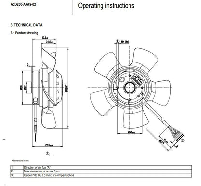 Ebm-papst A2D200-AA02-02 Axial Fan 230/400V 2800/3150RPM 0.24A ??200MM Motor Fan