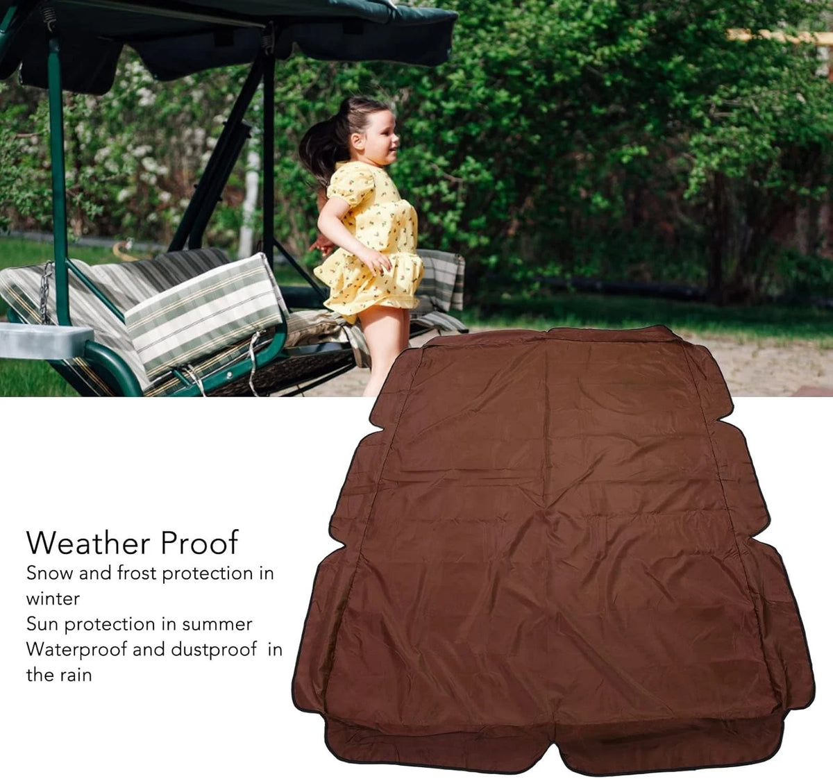 Outdoor Swing Canopy Waterproof Porch Top Cover Replacement Proof for Brown