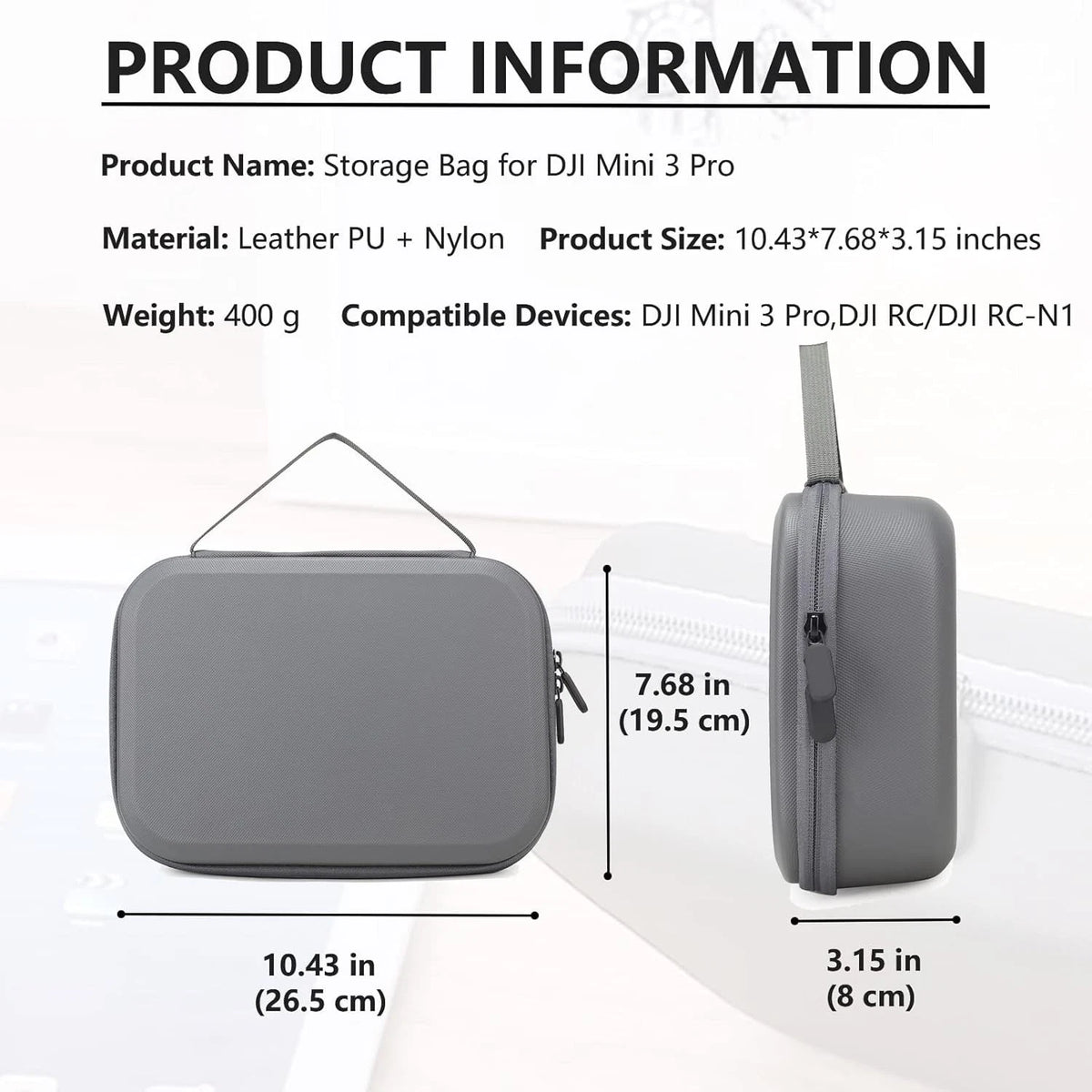 Storage Bag for Mini 3 Pro Drone Case Hard Shell Travel DJI 3 Pro-Grey