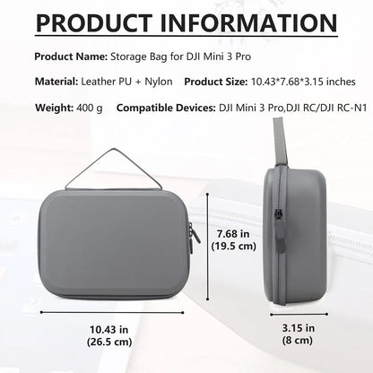 Storage Bag for Mini 3 Pro Drone Case Hard Shell Travel DJI 3 Pro-Grey