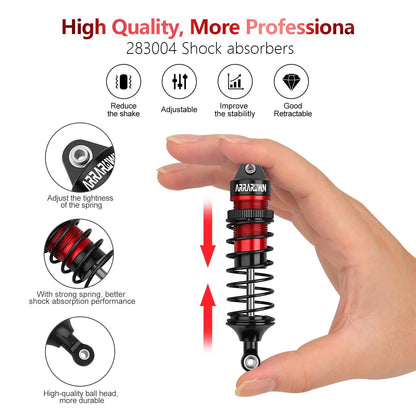 4PCS 1/10 RC Car Shocks Front & Rear Shock Absorber Damper Medium, Black Red