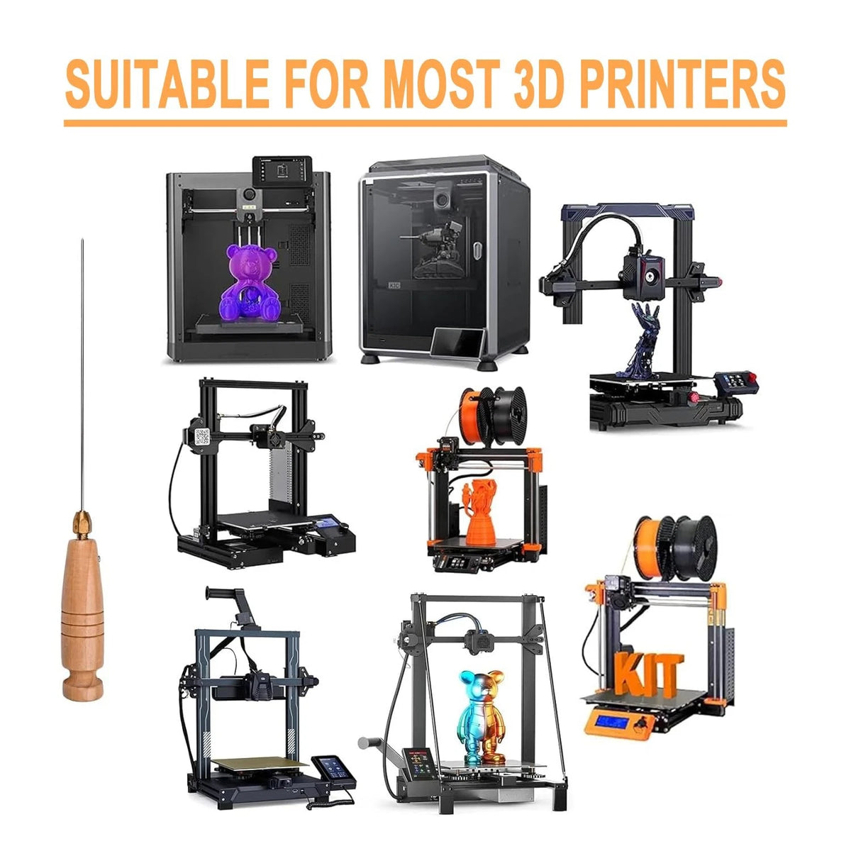 3D Printer Cleaning Filament Clog Tool with Wood Handle,The Must-Have 3D...