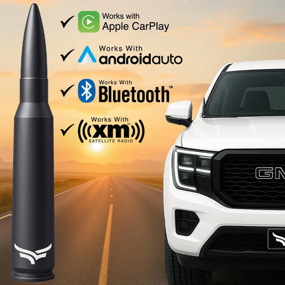 50 Cal Badass Bullet Antenna® Fits Chevy Silverado & GMC Sierra Truck Black