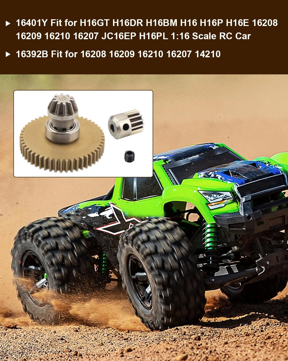 1:16 Scale RC Car Spur Gear 16401Y with Pinion 16392B, Fit for MJX...