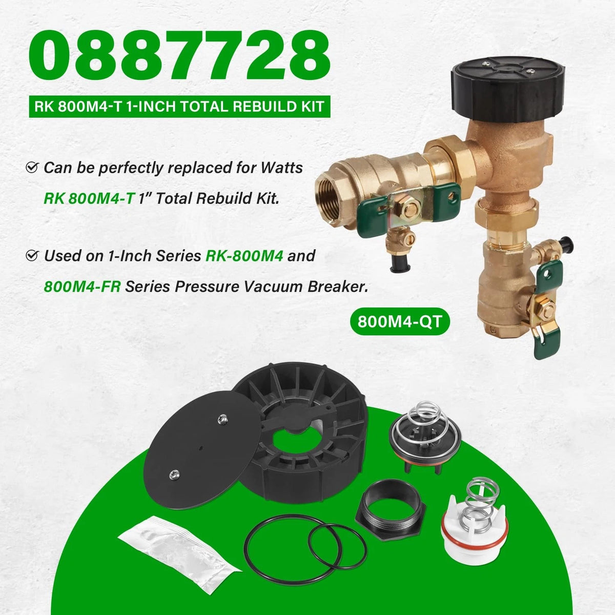 usvehj 0887728 Repair Kit Replace for Watts 1-Inch 0887728, Black; White