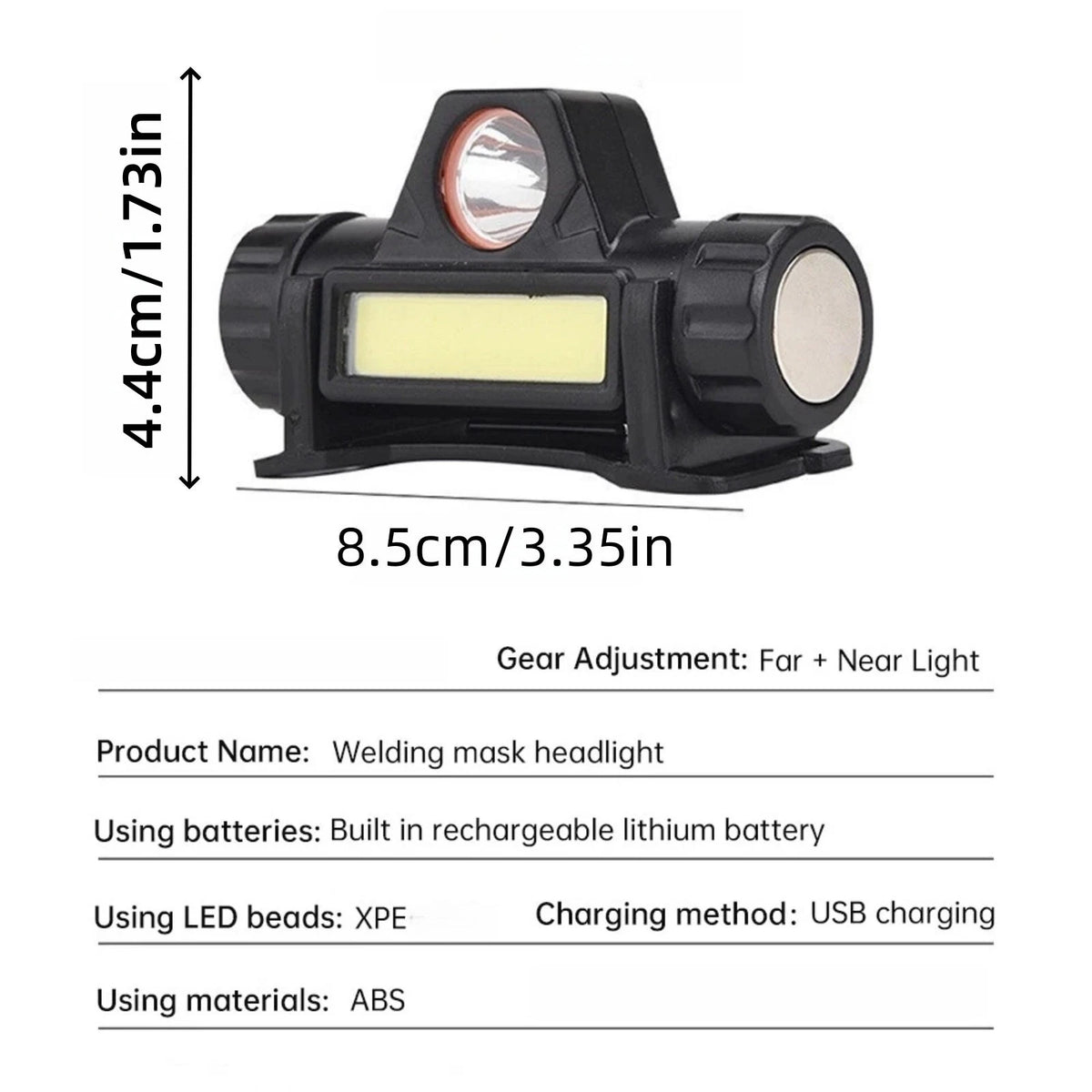 Replacement Automatic Dimming Headlight For Welding Helmet USB Rechargeable