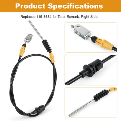 115-3584 Right Side Brake Control Cable Fits Exmark Lazer Z E-Series,AS,Z, S & X