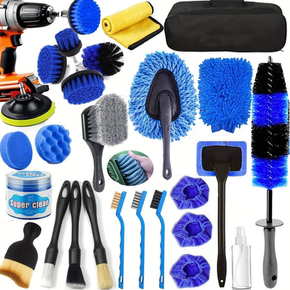 26Pcs Car Detailing Kit, Brush Set, Auto 27PCS-Blue, Blue