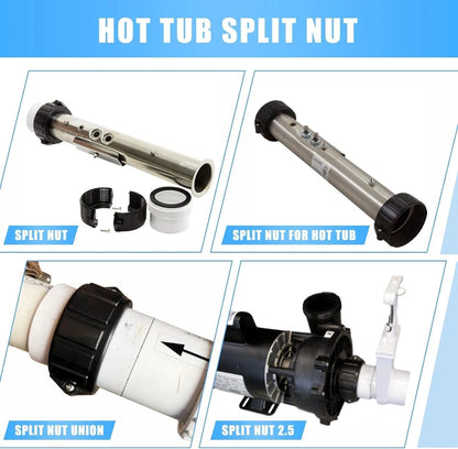 Spa Hot Tub Heater Split Nut Unions with Screws and Gasket,...