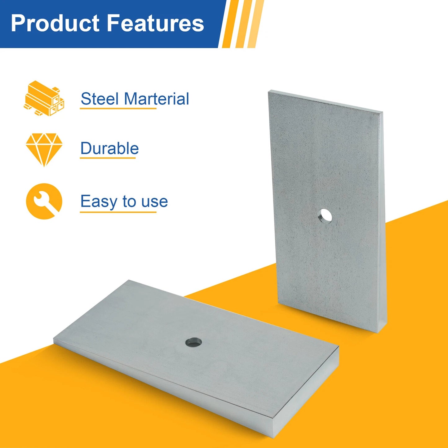 2.5" Wide 4°Degree Steel Leaf Spring Shims 800061 Sliver- Set of 2