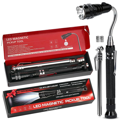 Magnetic Pickup Tool with LED Flashlight, Telescoping Magnet Tool, Father's...