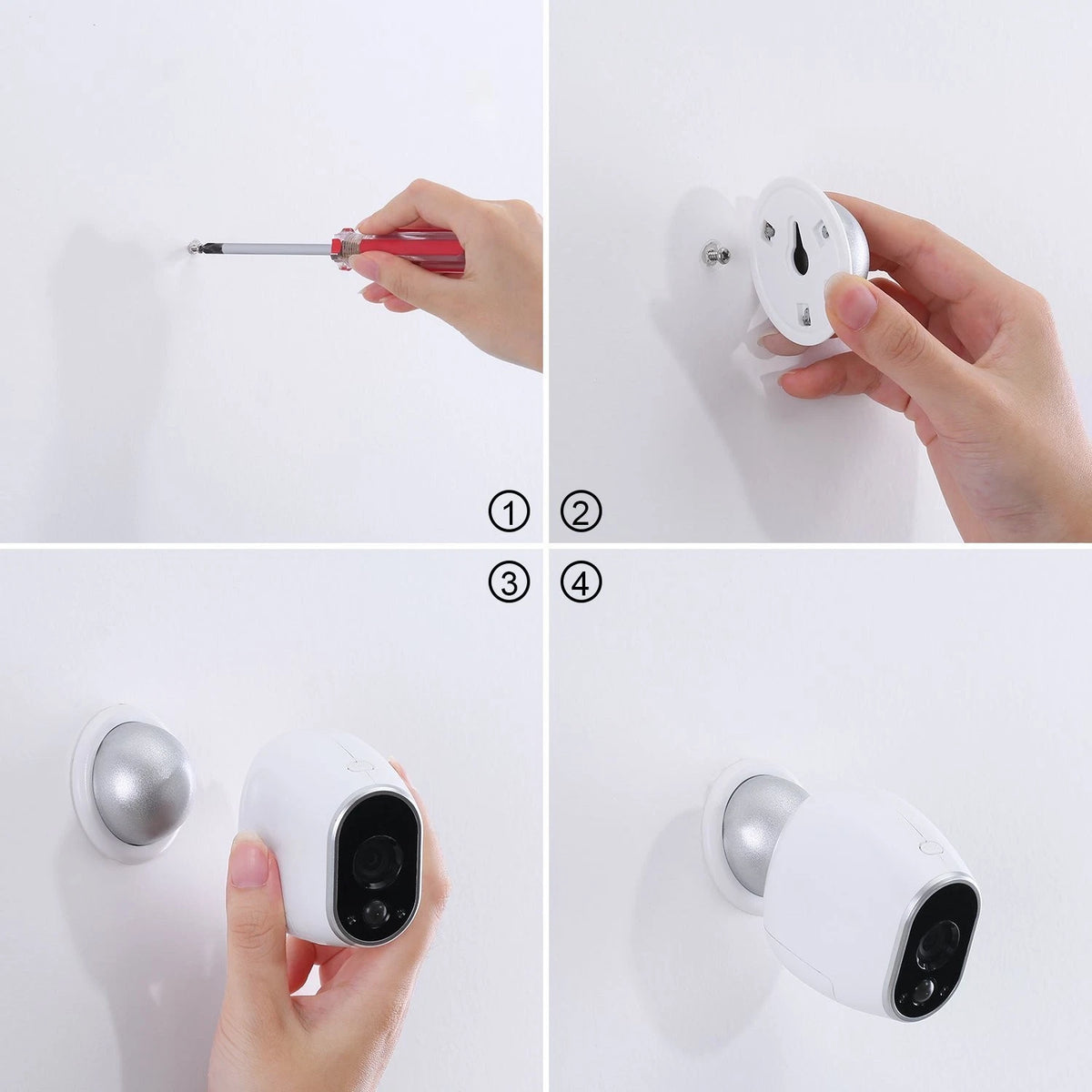 Skylety 3 Pack Security Wall Mount, Metal Magnetic Mount 9 Piece Set, White