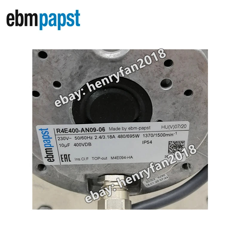 Ebmpapst R4E400-AN09-06 Centrifugal Fan AC 230V 695W Φ400MM IP54 EBM Cooling Fan