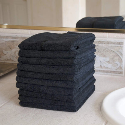 Eurow Microfiber Salon Towels – Bleachproof, 16x29 Inch (Pack of 10), Black