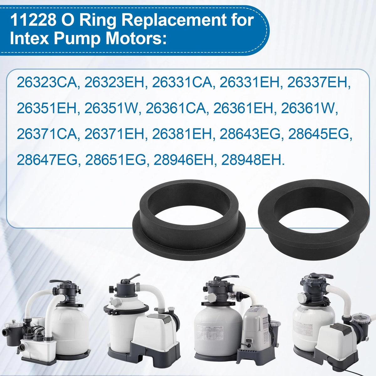 11228 L-Shape O-Ring Gasket Replacement for Intex Sand Filter Pumps Black