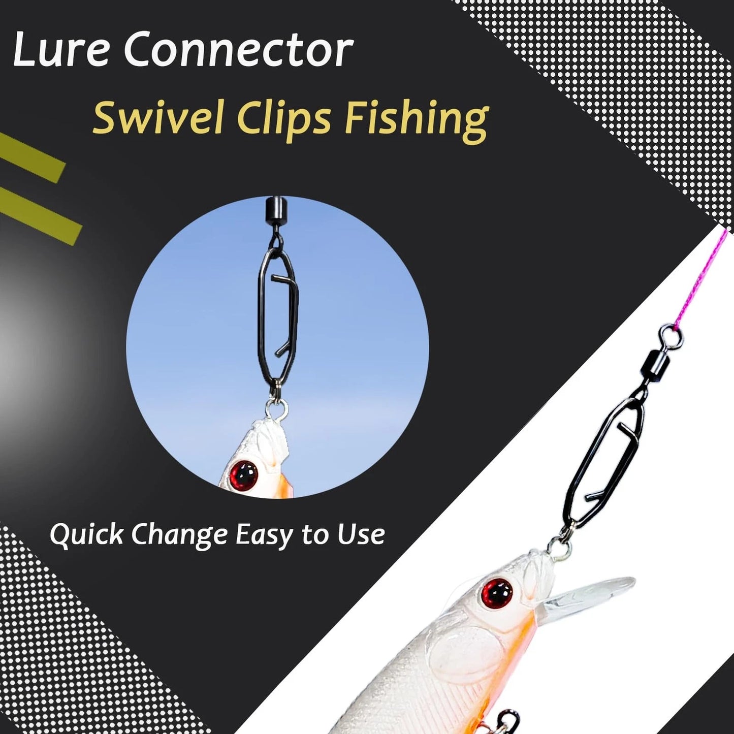 Atibin High Strength Fishing Clips Swivel Freshwater Size 7+S (26lb) 50 pcs