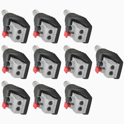 10pcs Male 5.5mm x 2.1mm DC Power Jack Screwless Quick Connect for LED 12V 24V