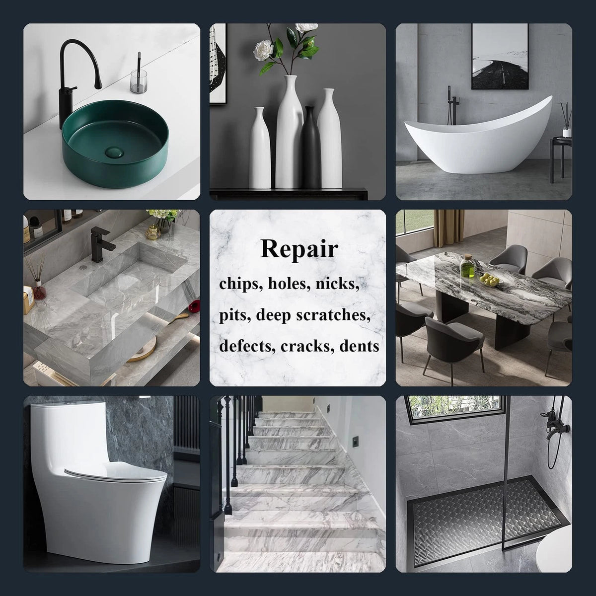 Tub, Tile and Shower Repair Kit (Color Match), Hupeyna SD633, More Color
