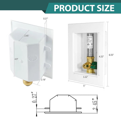 1-Pack Niikappu Ice Maker Outlet Box, 1/2" Push-Fit Push Fit SS Arrestor