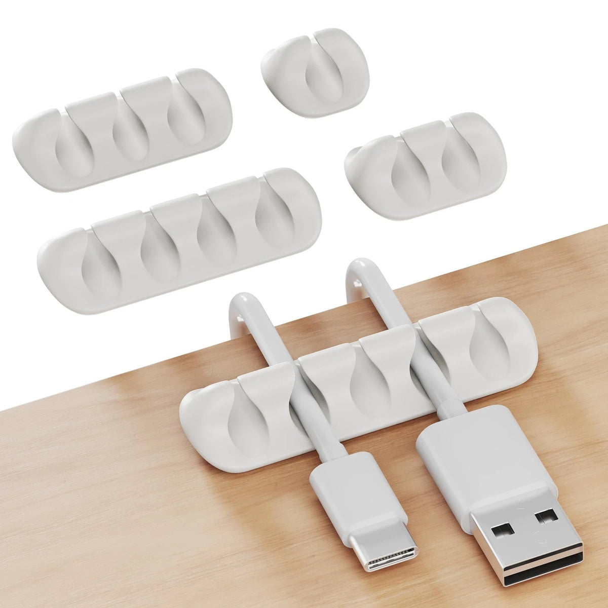 GLUIT Cord Organizer for Desk, Cable Holder Nightstand, 5 Pack, White