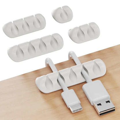 GLUIT Cord Organizer for Desk, Cable Holder Nightstand, 5 Pack, White
