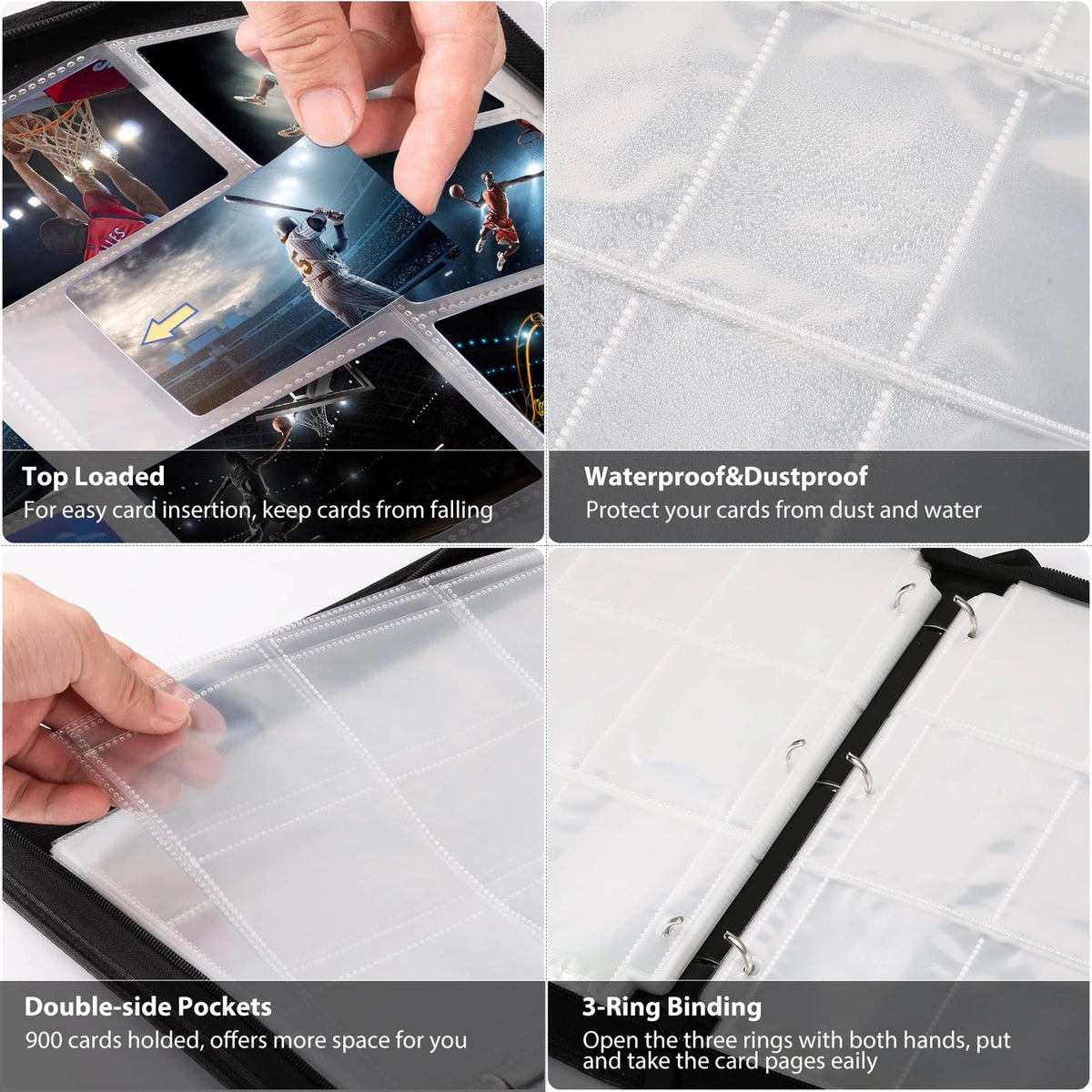 WOT I Trading Card Binder, 900 Pockets Sleeves with 900 Pockets, Black
