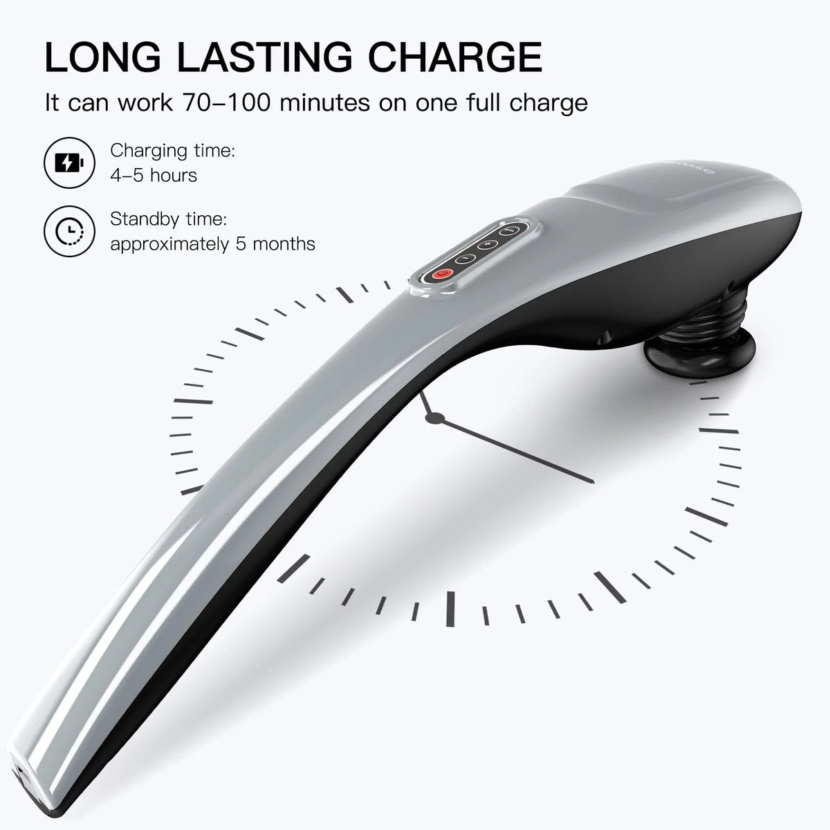 MEGAWISE Cordless Back Massager for Shoulders, Waist, Legs, Silver