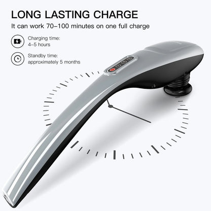 MEGAWISE Cordless Back Massager for Shoulders, Waist, Legs, Silver