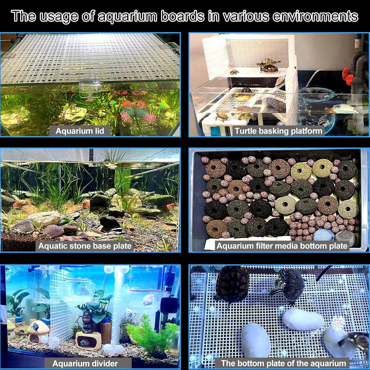 4 Aquarium lid Hood Fish Tank top Cover Terrarium Plastic transparent
