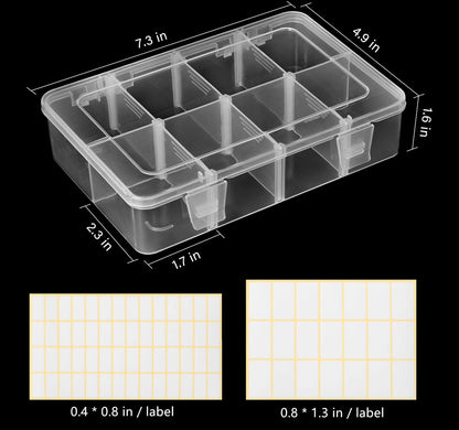 Jutieuo 2 Pack 8 Grids Bead Organizer and Storage, Plastic Small, Clear
