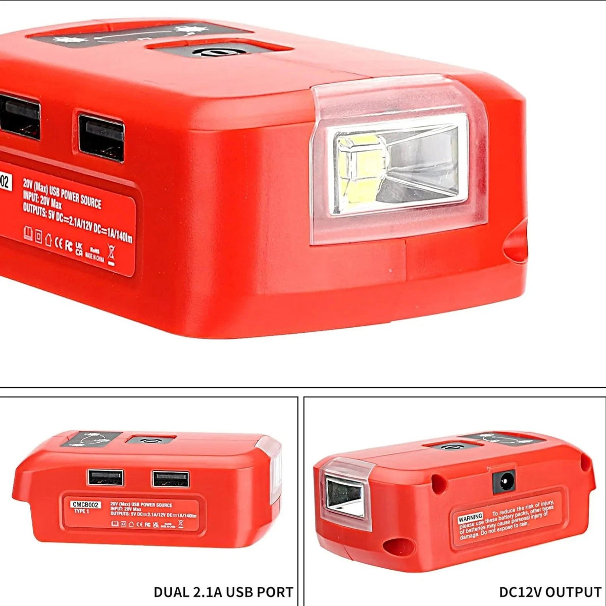 1*Battery Adapter for Craftsman V20 Battery USB Phone Charger Led Work Light 20V