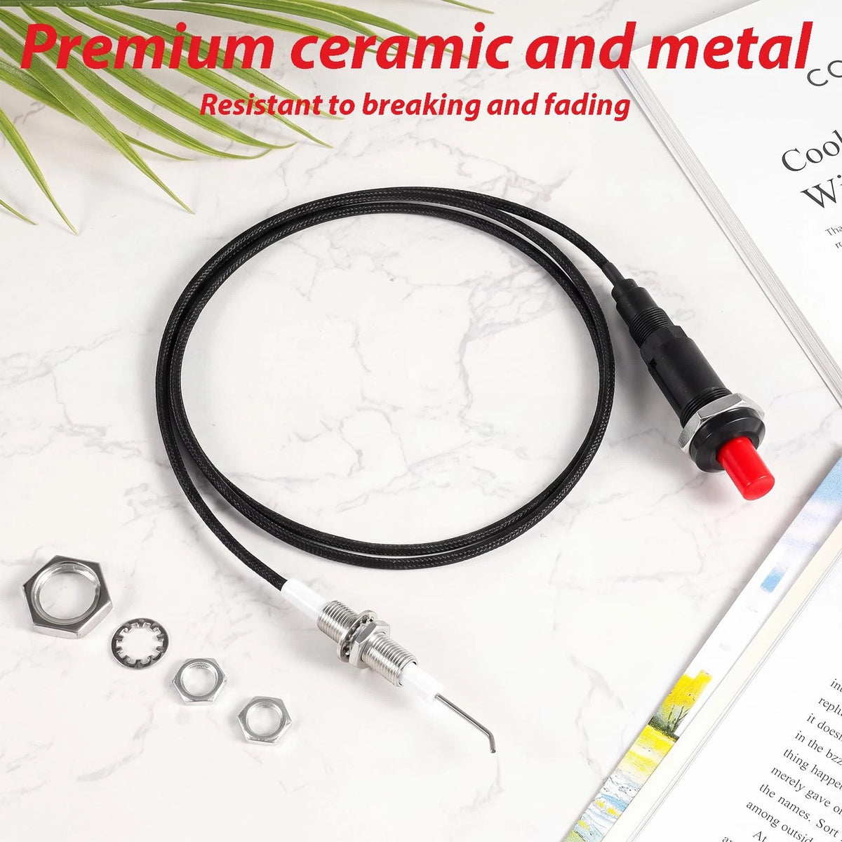 2 Packs Piezo Grill Igniter Replacement BBQ Electrode Spark Ignition Black