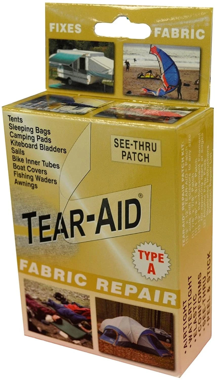 Tear-AID D-KIT-A01-100 Fabric Repair Kit, A, Clear 6 Inch by 2