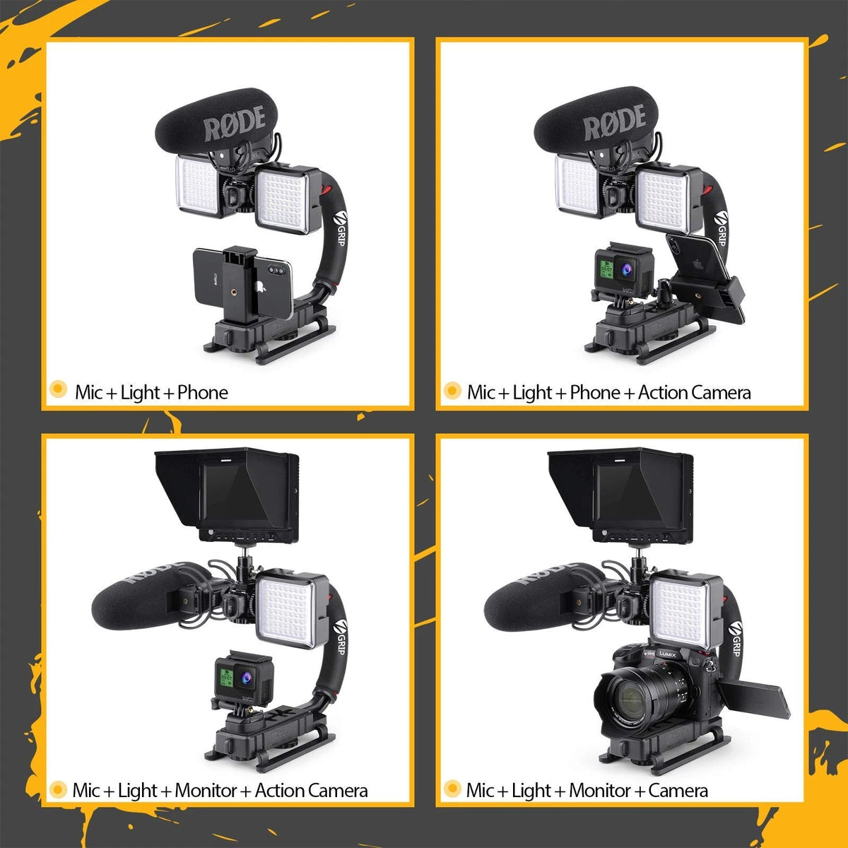 Zeadio Video Action Stabilizing Handle Grip Handheld Stabilizer with Black