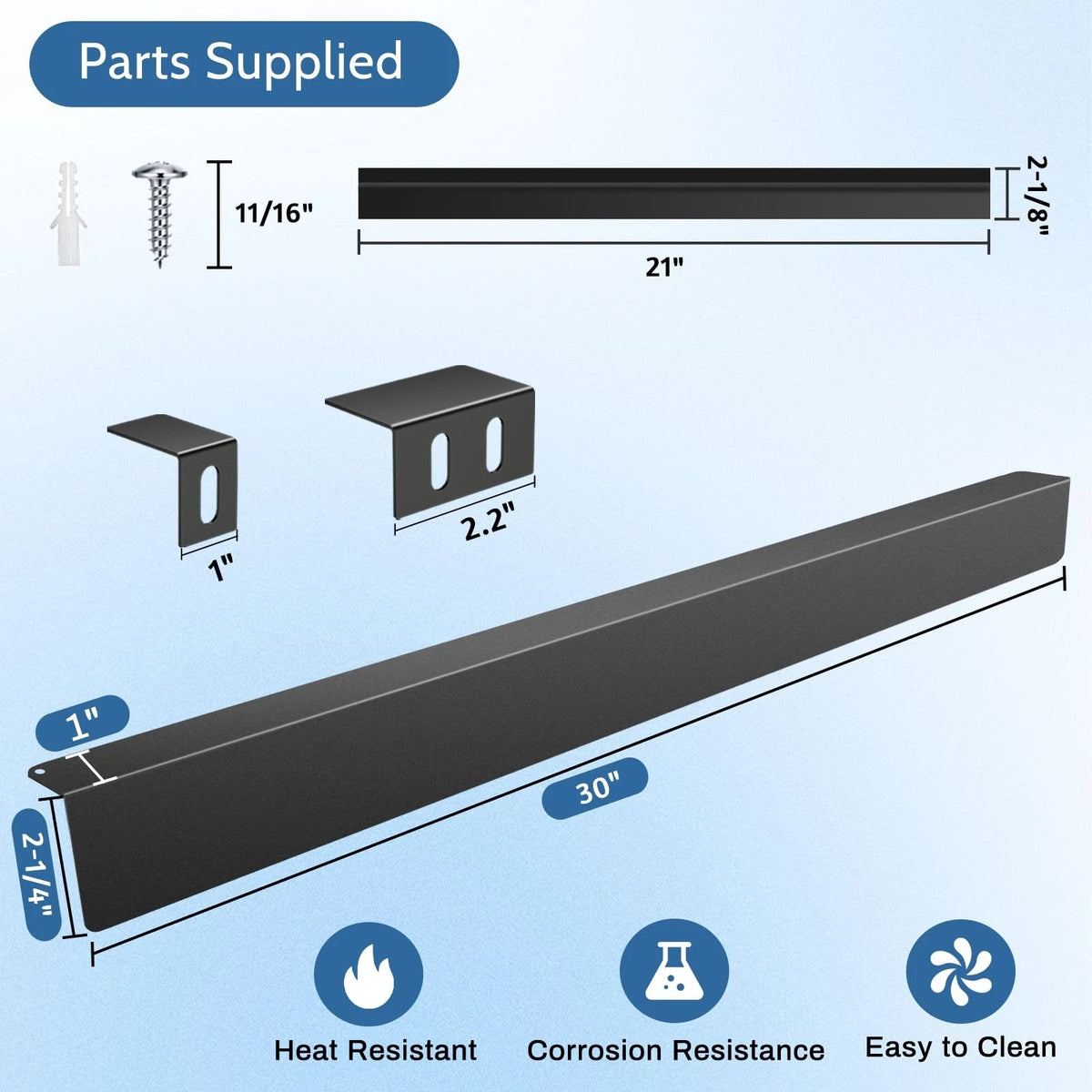 30" Slide-in Range Rear Filler Kit with 2PCS Silicone Stove Gap Covers Black