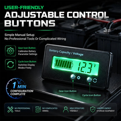 12V 24V 36V 48V Battery Capacity Indicator Reverse Polarity Protection Pre-Wired