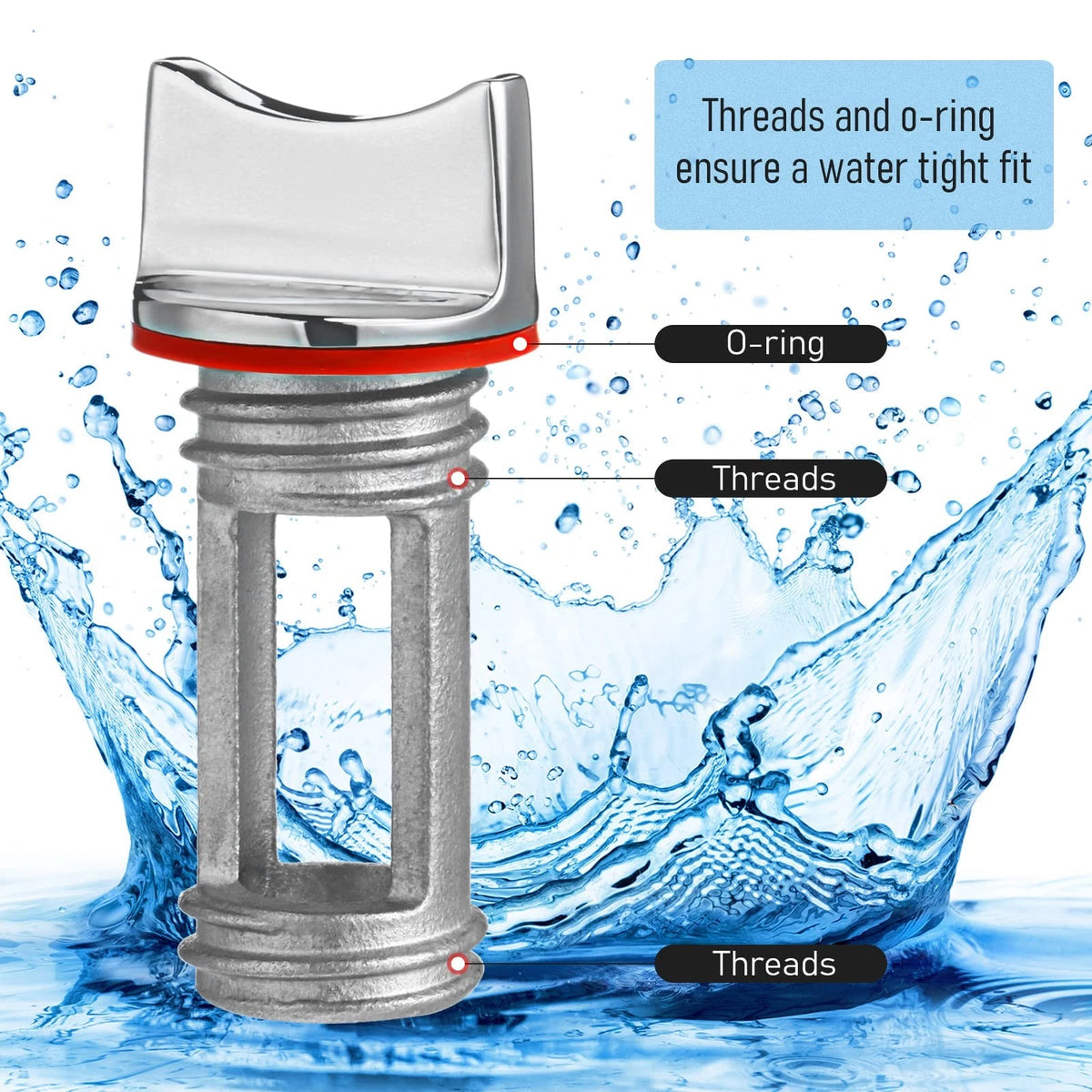 Ripeng Boat Drain Plug Stainless Steel Marine Oval Garboard Red