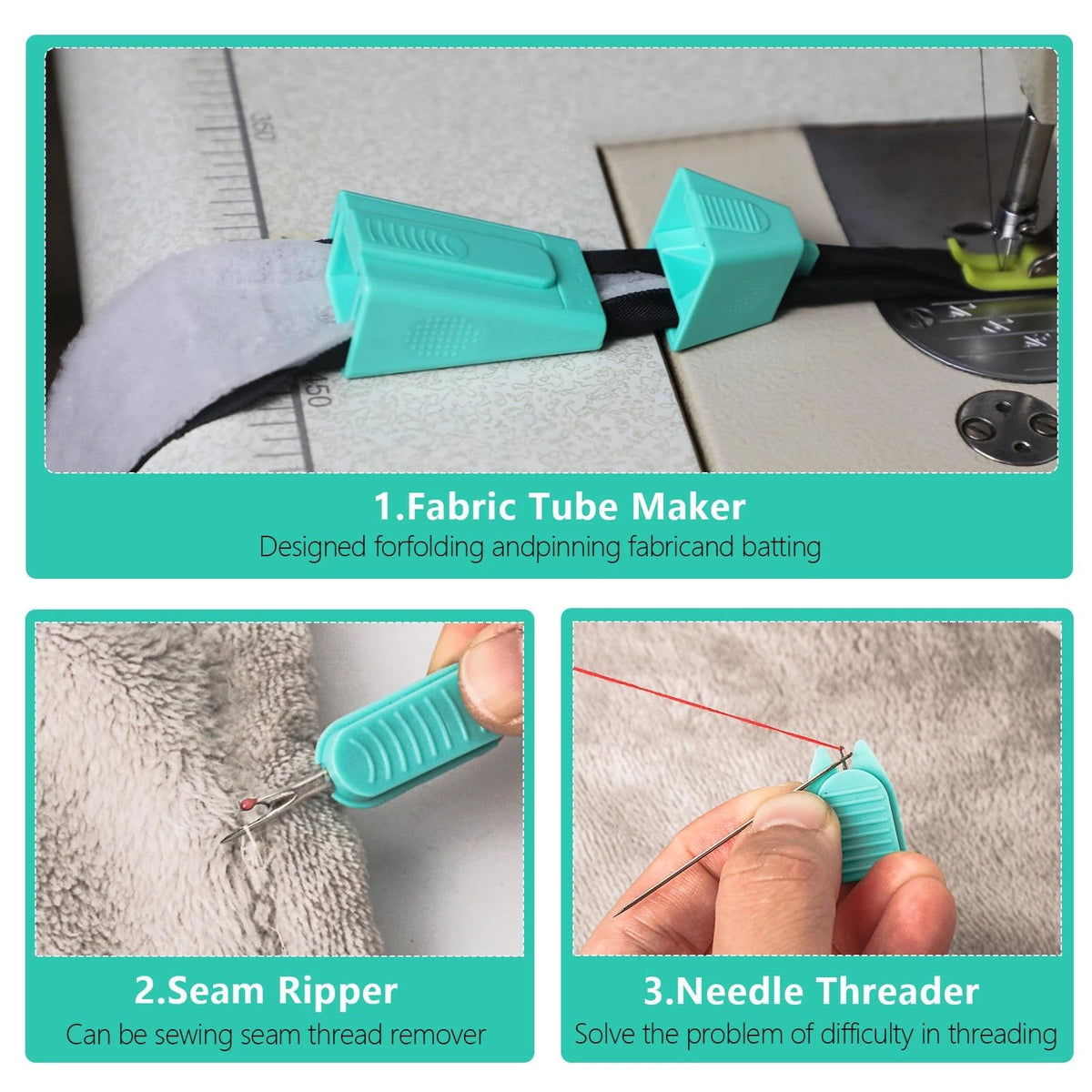 TIGARI Bias Tape Maker, 2 Pack Fabric Tube Maker for 2.24-2.83 inches, Green