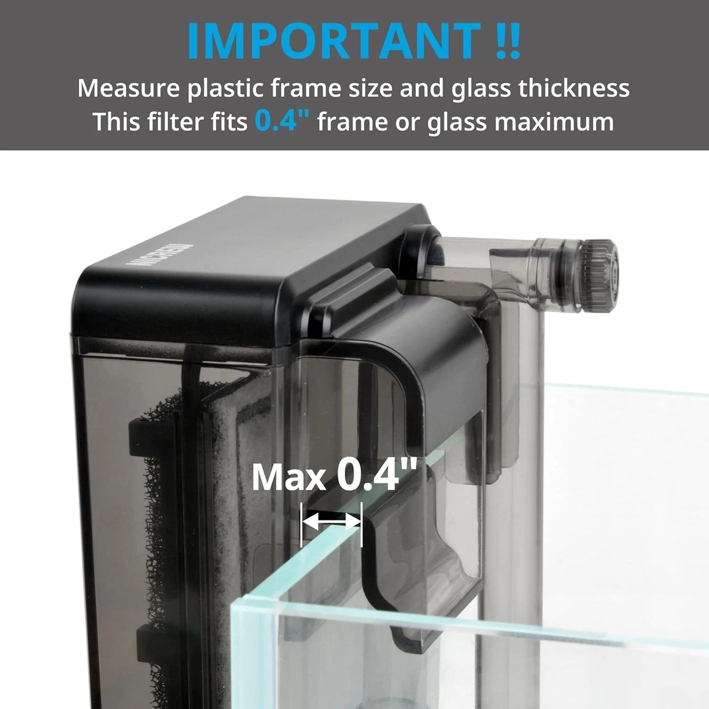 NICREW Slim Aquarium Filter, Quiet Fish Tank HOB Filters 1-5 Gallons, Black