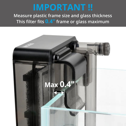NICREW Slim Aquarium Filter, Quiet Fish Tank HOB Filters 1-5 Gallons, Black